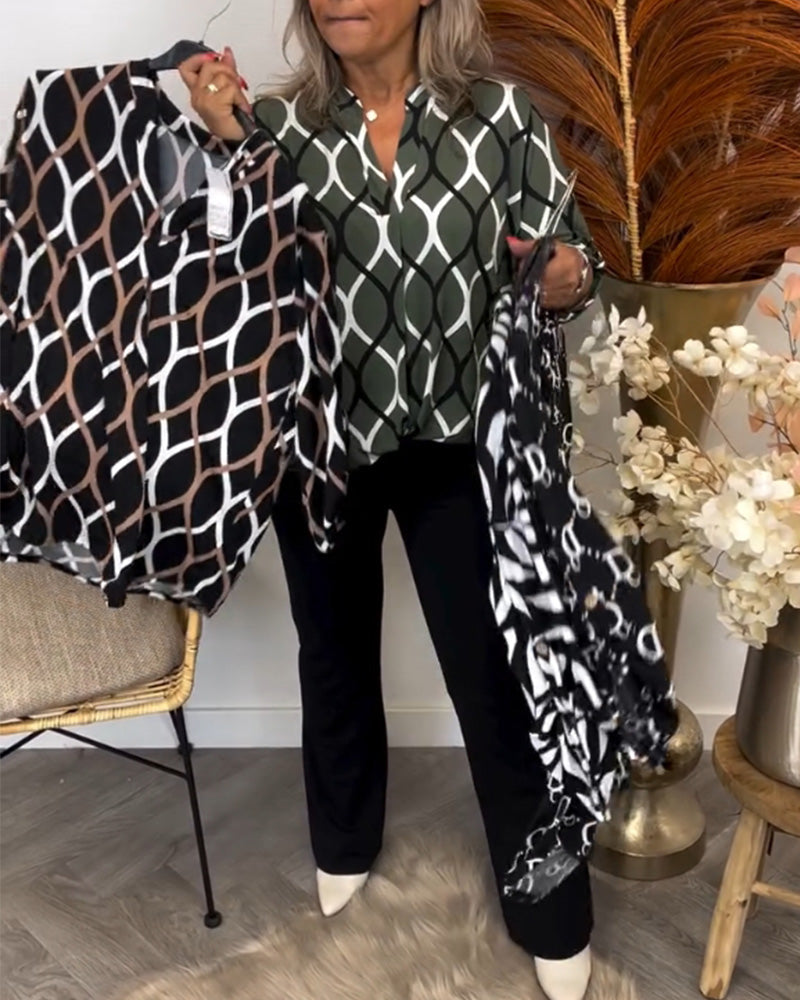 Janny | Blusa Casual con Mangas Largas y Patrón Elegante