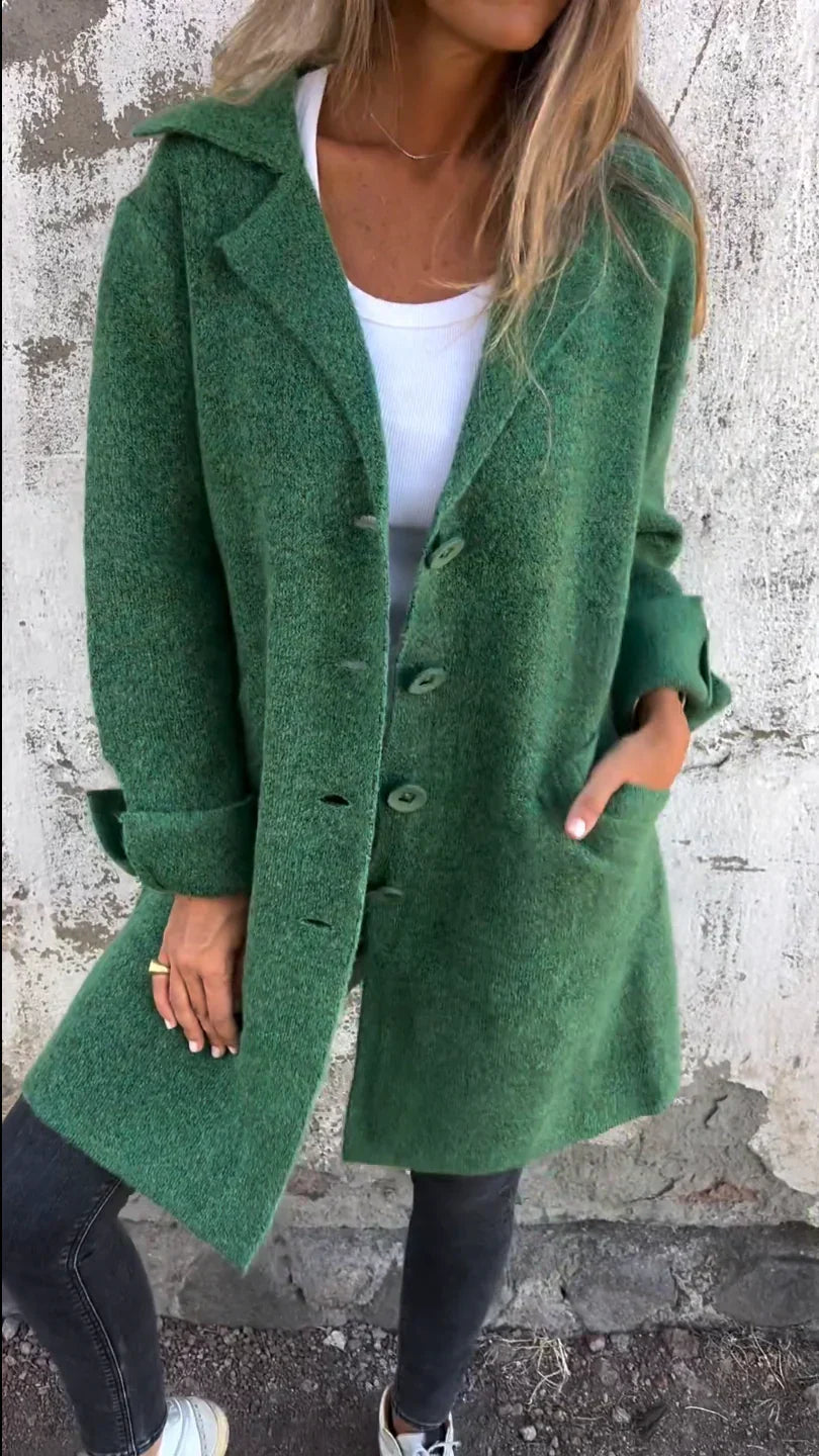 Encanto | Abrigo casual de lana de una sola fila con solapa