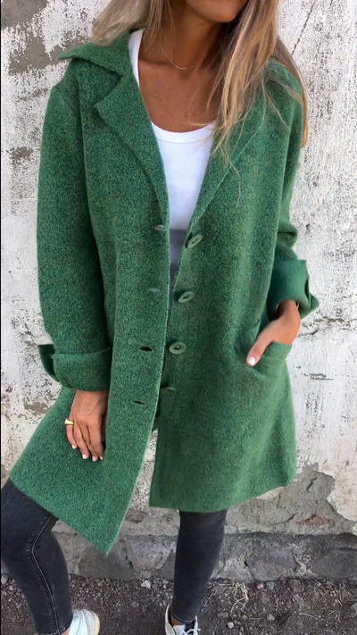 Encanto | Abrigo casual de lana de una sola fila con solapa