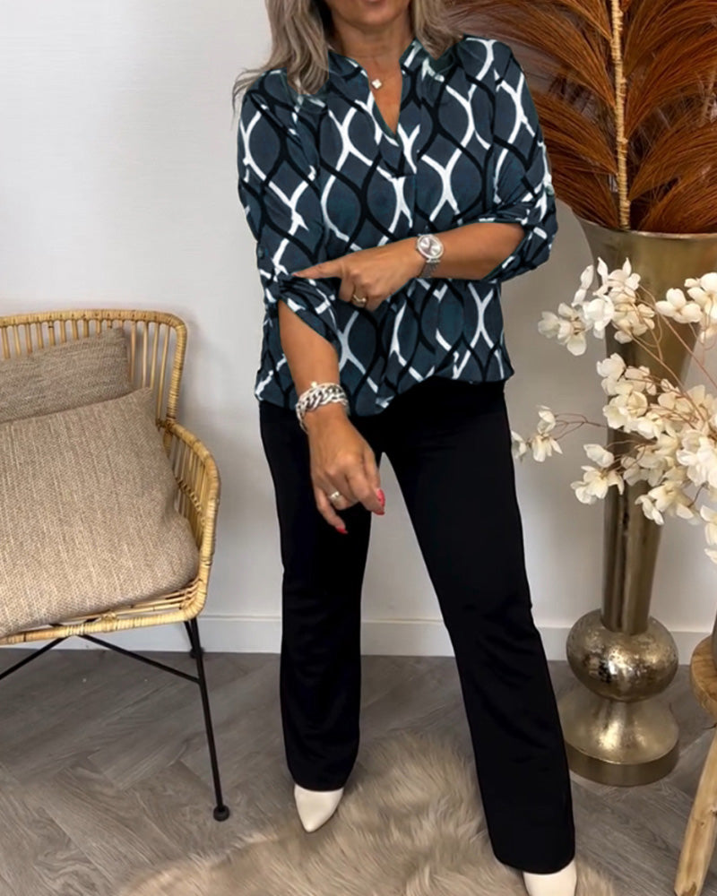 Janny | Blusa Casual con Mangas Largas y Patrón Elegante