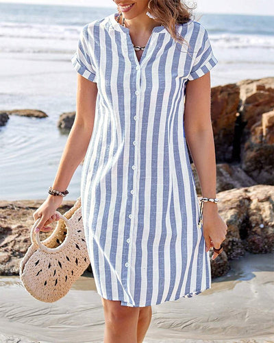 Martine | Elegante vestido de camisa a rayas