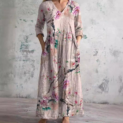 Denise | Vestido de Verano con Escote en V y Estampado Floral