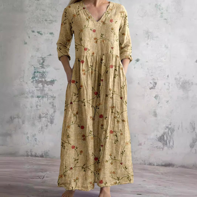 Denise | Vestido de Verano con Escote en V y Estampado Floral
