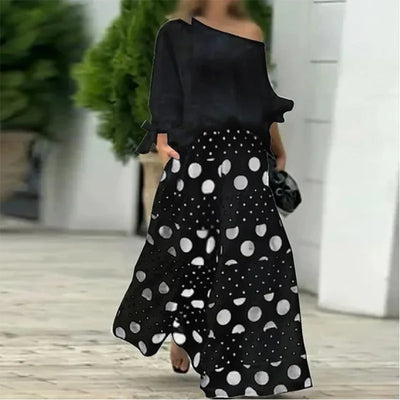 Conjunto Casual de Dos Piezas con Top Off-Shoulder y Culottes para Mujeres