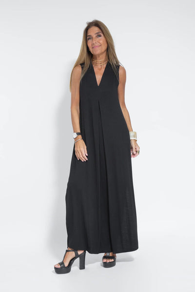 Vestido Valéria largo con cuello de pico