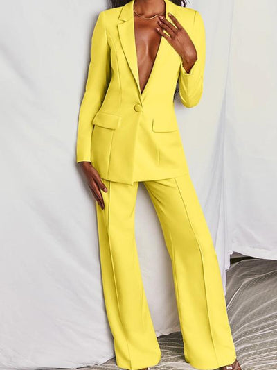 Conjunto Casual Social Blazer y Pantalón de Pierna Ancha