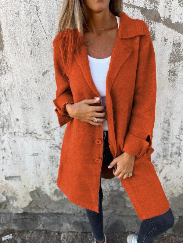 Encanto | Abrigo casual de lana de una sola fila con solapa