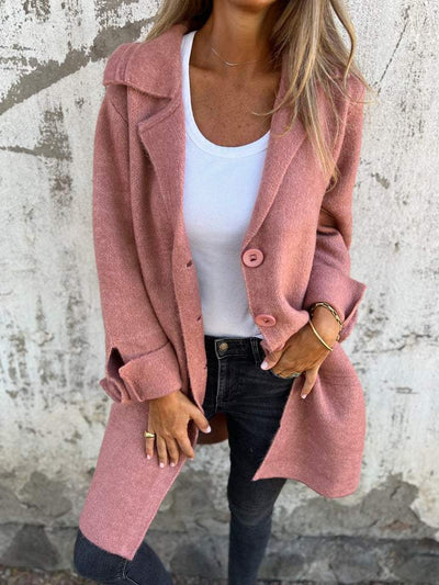 Encanto | Abrigo casual de lana de una sola fila con solapa