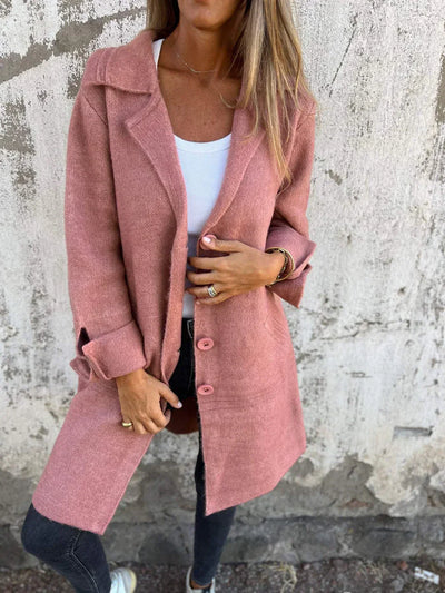 Encanto | Abrigo casual de lana de una sola fila con solapa