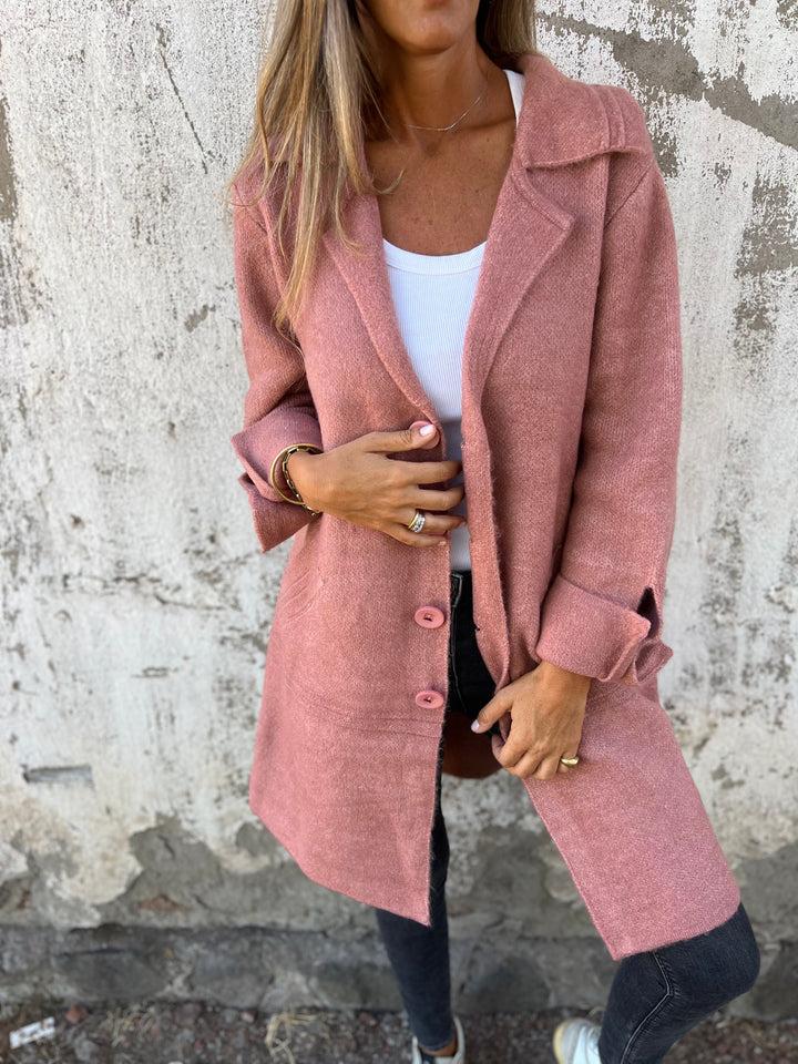 Encanto | Abrigo casual de lana de una sola fila con solapa